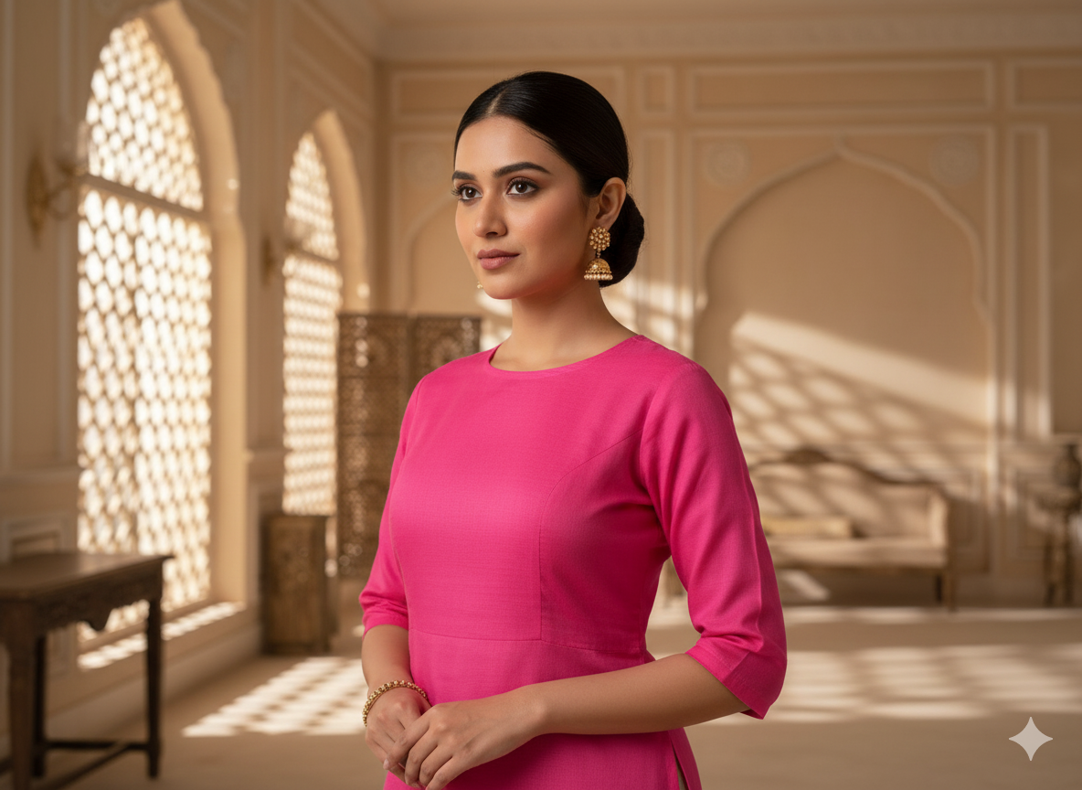 Pink Plain 100% Pure Mul Mul Cotton