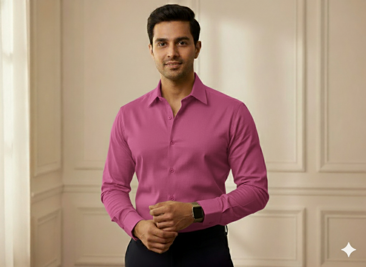 फ्यूशिया गुलाबी सादा ग्लेज्ड कॉटन कपड़ा