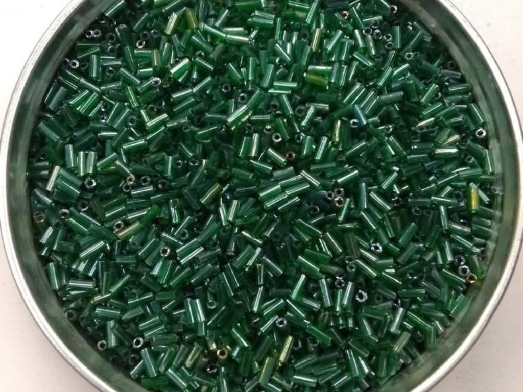 Dark Green Pipe Glass Seed Beads- 4.5 mm