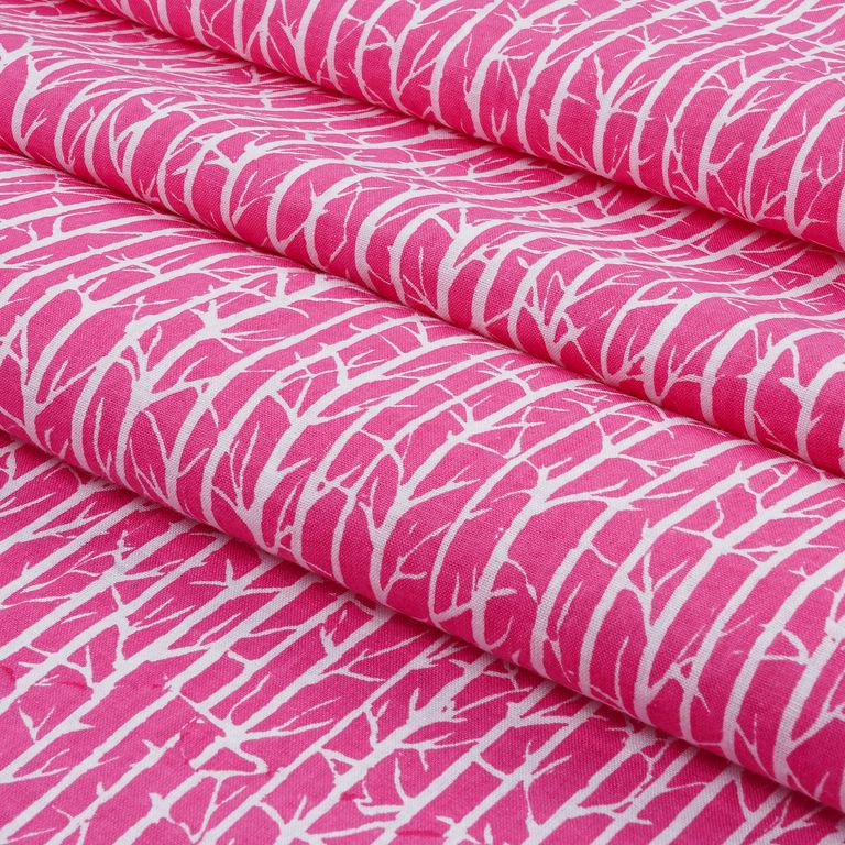 Pink & White Abstract Printed Pure Cotton Fabric