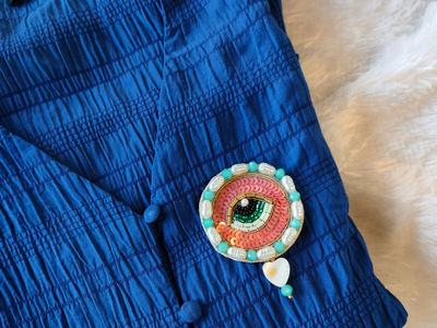 Multicolor Embellished Sequin and Pearl Stone Evil Eye Patches