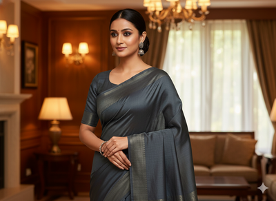 गहरे भूरे रंग का सादा शुद्ध विस्कोस गाजी सिल्क कपड़ा