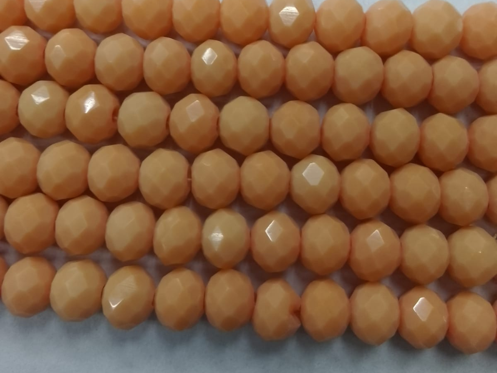 Pastel Orange Tyre Crystal Glass Beads- 6 mm