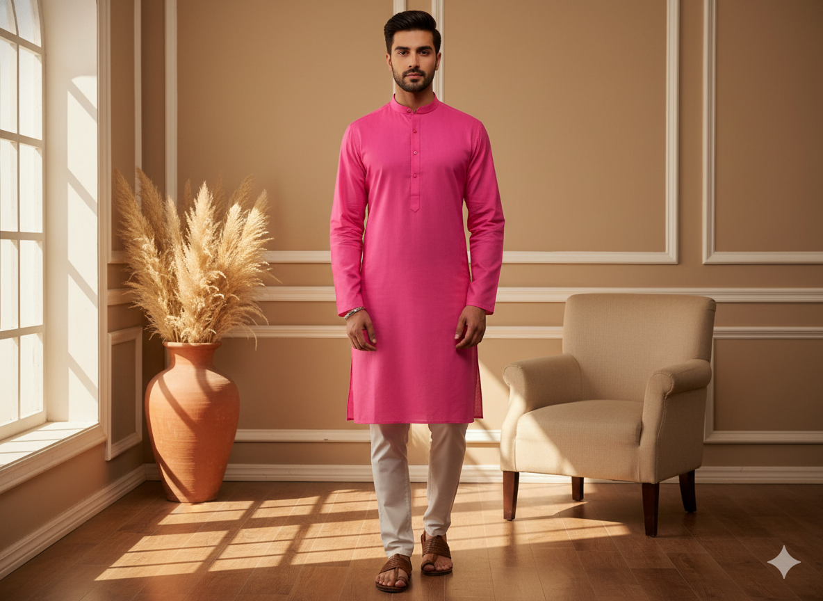 Pink Plain 100% Pure Mul Mul Cotton