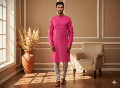 Pink Plain 100% Pure Mul Mul Cotton