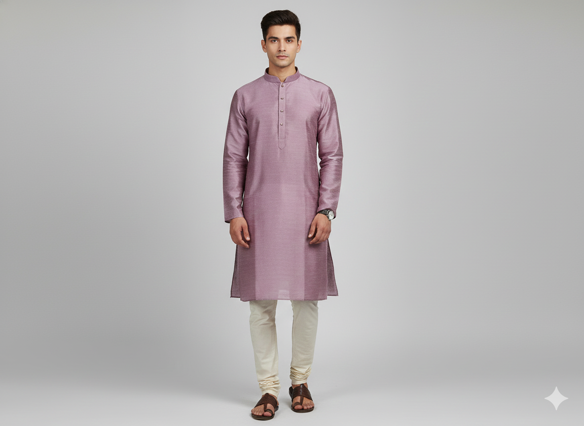 Lilac Plain Bangalore Raw Silk Fabric  (Wholesale)