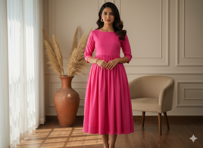 Pink Plain 100% Pure Mul Mul Cotton