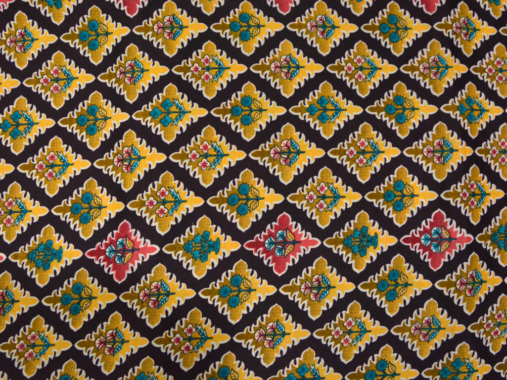 Dark Brown  Diamond Digitally Printed Butter Crepe Fabric