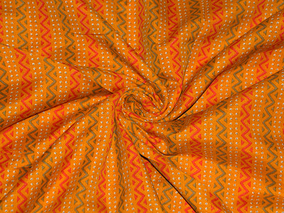 Yellow Abstract Cotton Rayon Fabric