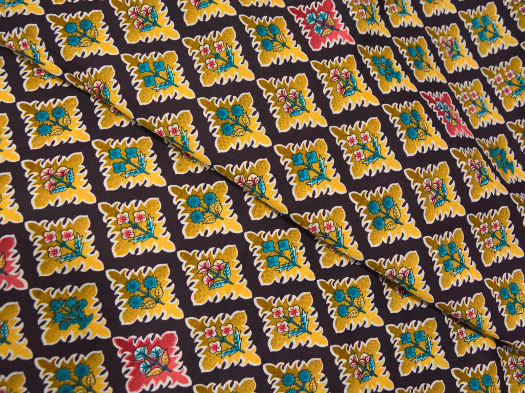 Dark Brown  Diamond Digitally Printed Butter Crepe Fabric