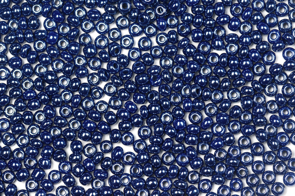 Shiny Dark Blue Opaque Preciosa Luster Seed Beads