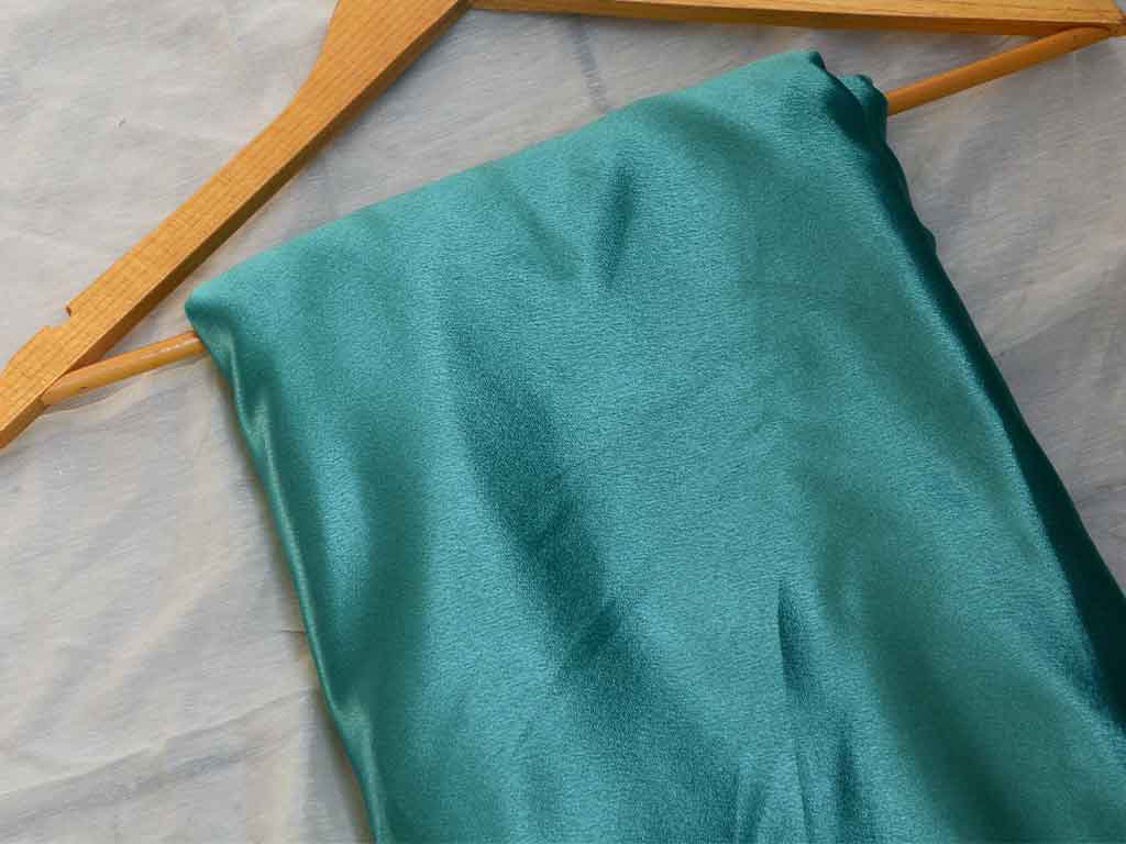 Teal Blue Plain Moss Satin Fabric