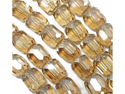 Light Brown Faceted Cuboid Crystal Beads