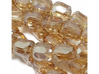 Light Brown Faceted Cuboid Crystal Beads