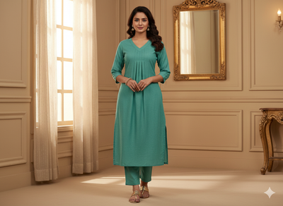 पाइन ग्रीन सादा ग्लेज्ड कॉटन फ़ैब्रिक