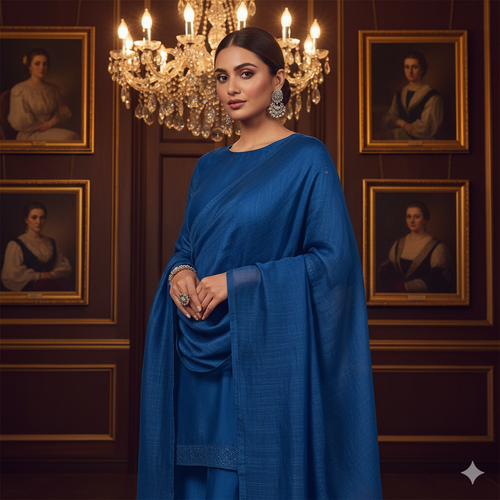 Sea Blue Plain 100% Pure Mul Mul Cotton