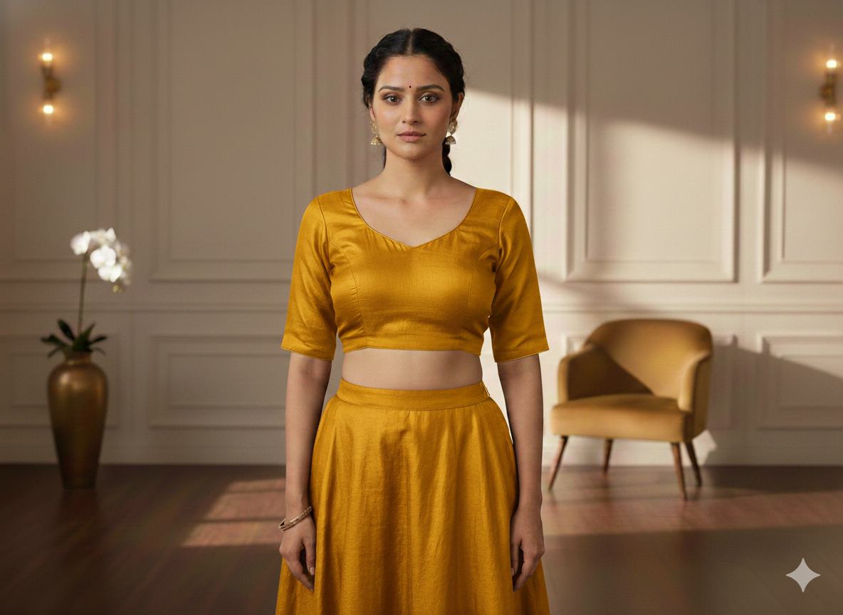 Honey Golden Plain Bangalore Raw Silk Fabric  (Wholesale)