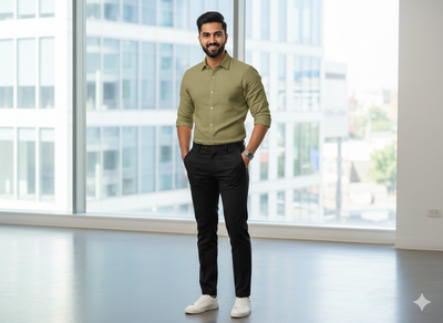 हल्का जैतून हरा सूती लिनन कपड़ा