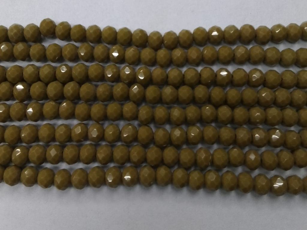 Olive Brown Tyre Crystal Glass Beads- 6 mm