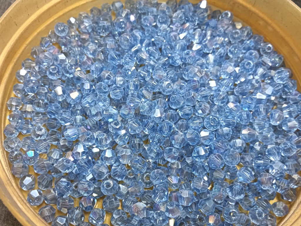 Sky Blue Transparent Bicone Crystal Glass Beads