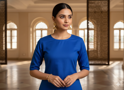 Sea Blue Plain 100% Pure Mul Mul Cotton