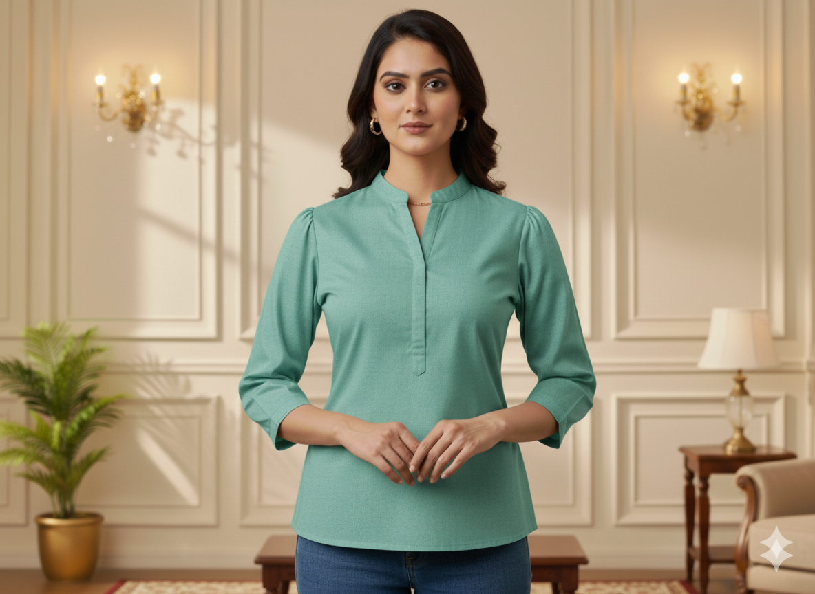 पाइन ग्रीन सादा ग्लेज्ड कॉटन फ़ैब्रिक