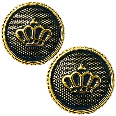 Black & Golden King’s & Queen’s Favourite Crown Design Round Shank Plastic Button Black and Golden Colour for Coat, Suit, Blazer, Sherwani, Nehru Jacket and for all Types of Clothes