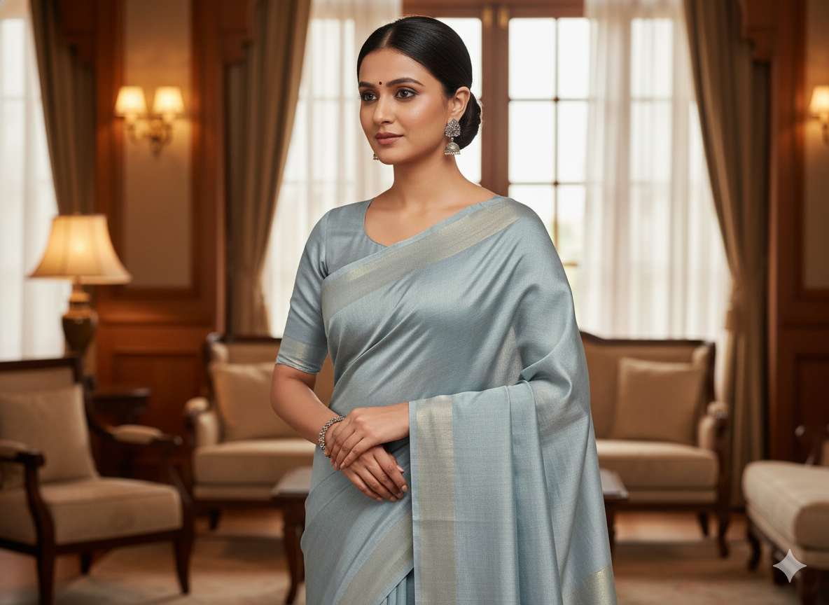 ग्रे सादा शुद्ध विस्कोस गाजी सिल्क कपड़ा