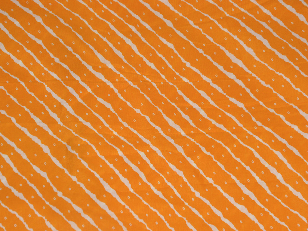 Orange Stripes Bandhani Printed Pure Cotton Fabric