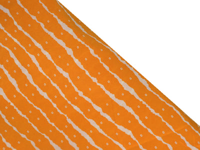 Orange Stripes Bandhani Printed Pure Cotton Fabric