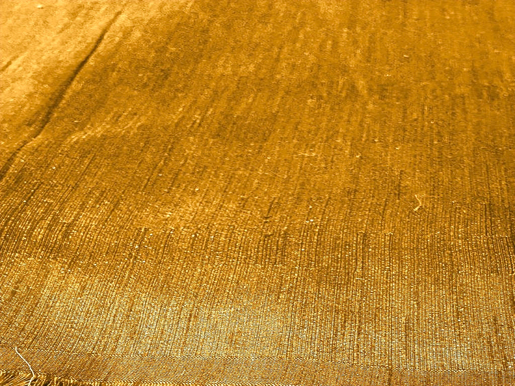 Honey Golden Plain Bangalore Raw Silk Fabric  (Wholesale)