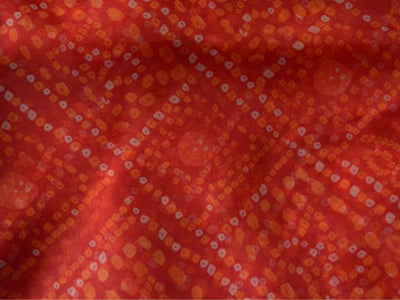 Red Bandhani Digital Printed Liquid Organza Fabric