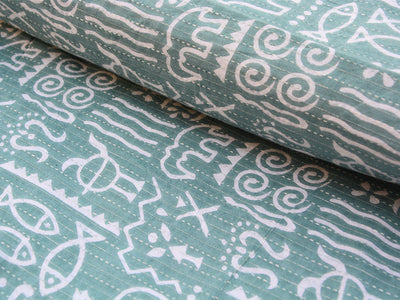 Sea Green Floral Pure Cotton Kantha Fabric