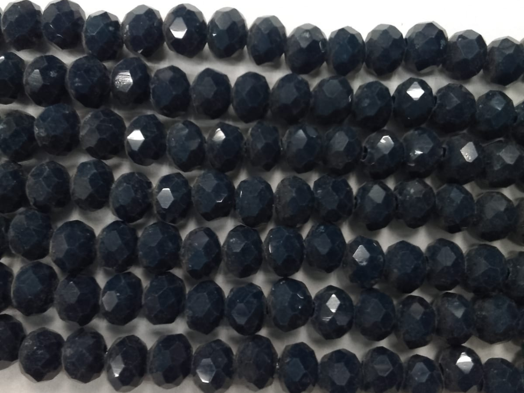 Deep Navy Blue Tyre Crystal Glass Beads- 6 mm