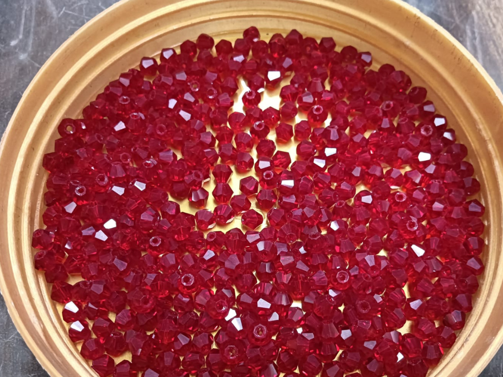 Deep Red Bicone Crystal Glass Beads (Wholesale)