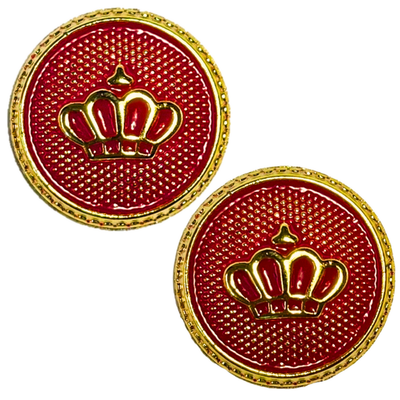 Red & Golden King’s & Queen’s Favourite Crown Design Round Shank Plastic Button Red and Golden Colour for Coat, Suit, Blazer, Sherwani, Nehru Jacket and for all Types of Clothes