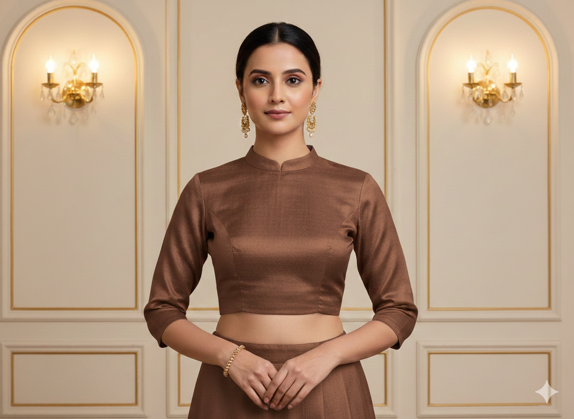 Chocolate Brown Plain Bangalore Raw Silk Fabric  (Wholesale)