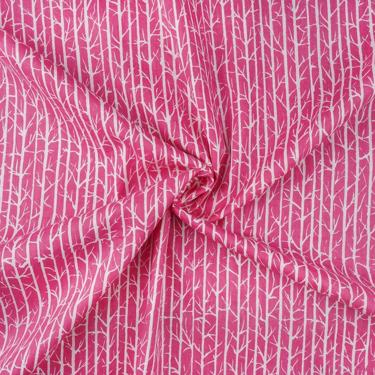 Pink & White Abstract Printed Pure Cotton Fabric