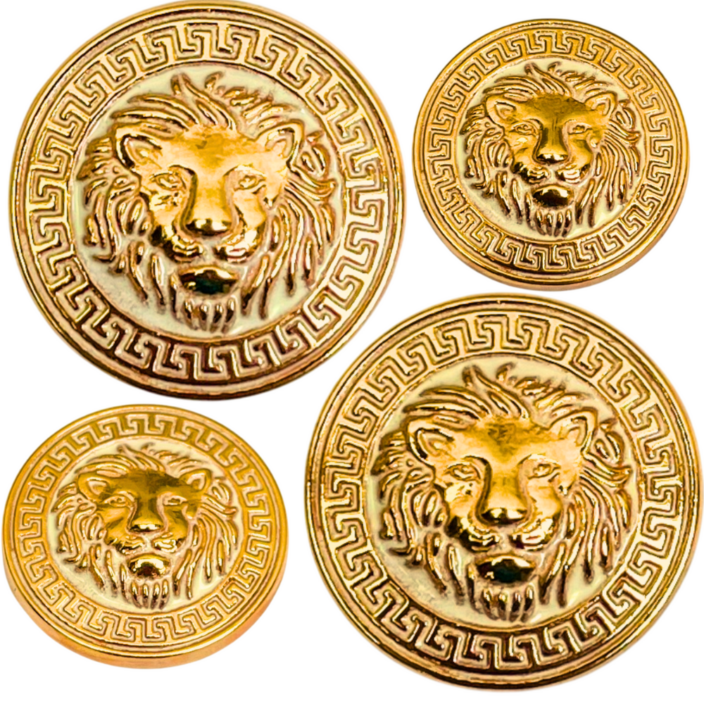 Golden Lion Face Antique Design Round Shank Metal Button