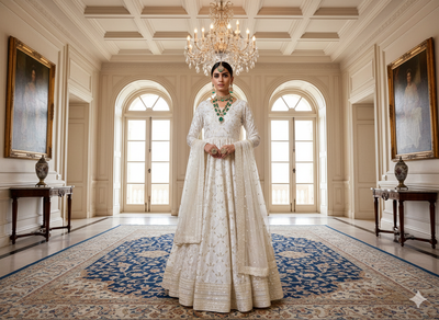 सफेद धातुई सेक्विन कढ़ाई मलाई साटन कपड़ा