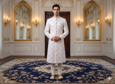 सफेद धातुई सेक्विन कढ़ाई मलाई साटन कपड़ा