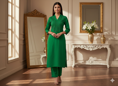 चमकीला हरा सादा शुद्ध विस्कोस गाजी रेशम कपड़ा