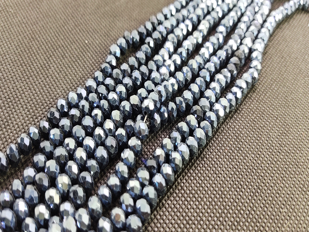 Gunmetal Gray Opaque Tyre Crystal Beads (Wholesale)