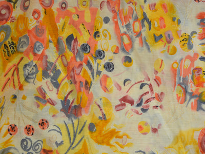 Yellow Floral Premium Modal Chanderi Silk Fabric