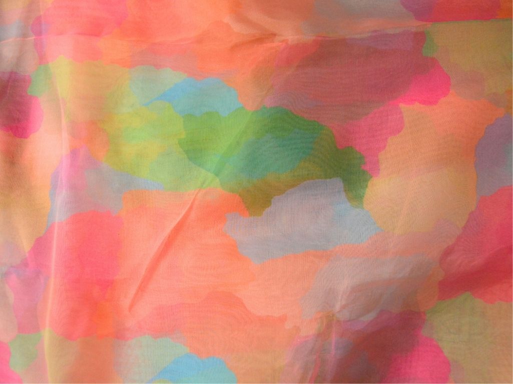Multicolour Abstarct Digital Printed Liquid Organza Fabric