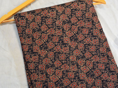 Black Handblocked Pure Cotton Fabric