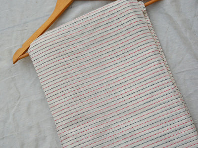 Off White Strips Pattern Pure Cotton Jacquard Fabric