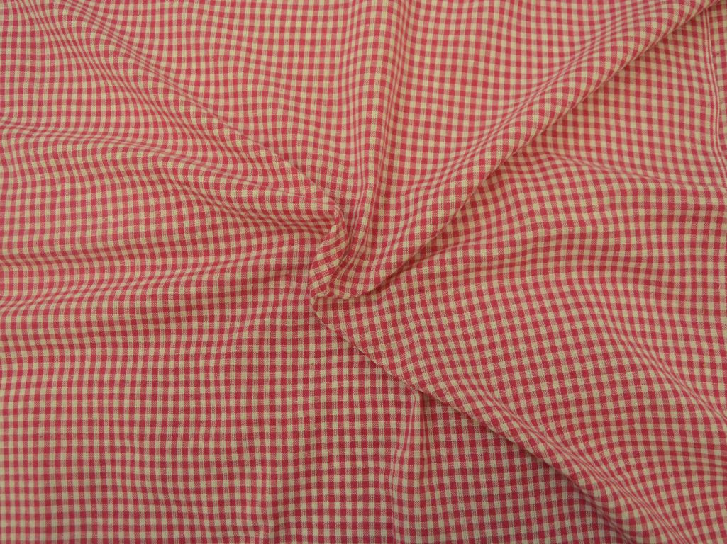 Pink Checks Yarns Dyed Pure Cotton Fabric