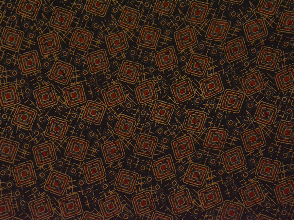 Black Handblocked Pure Cotton Fabric