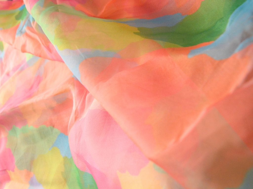 Multicolour Abstarct Digital Printed Liquid Organza Fabric